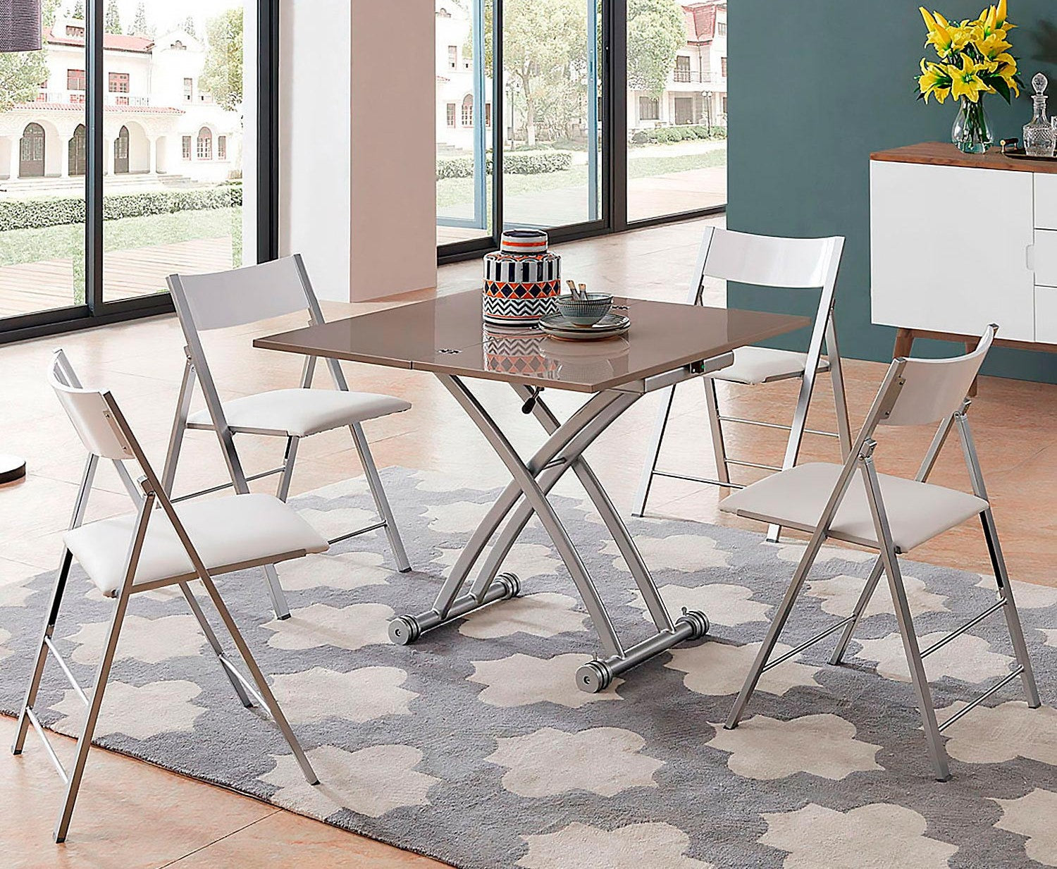 Padded comfortable white folding chairs