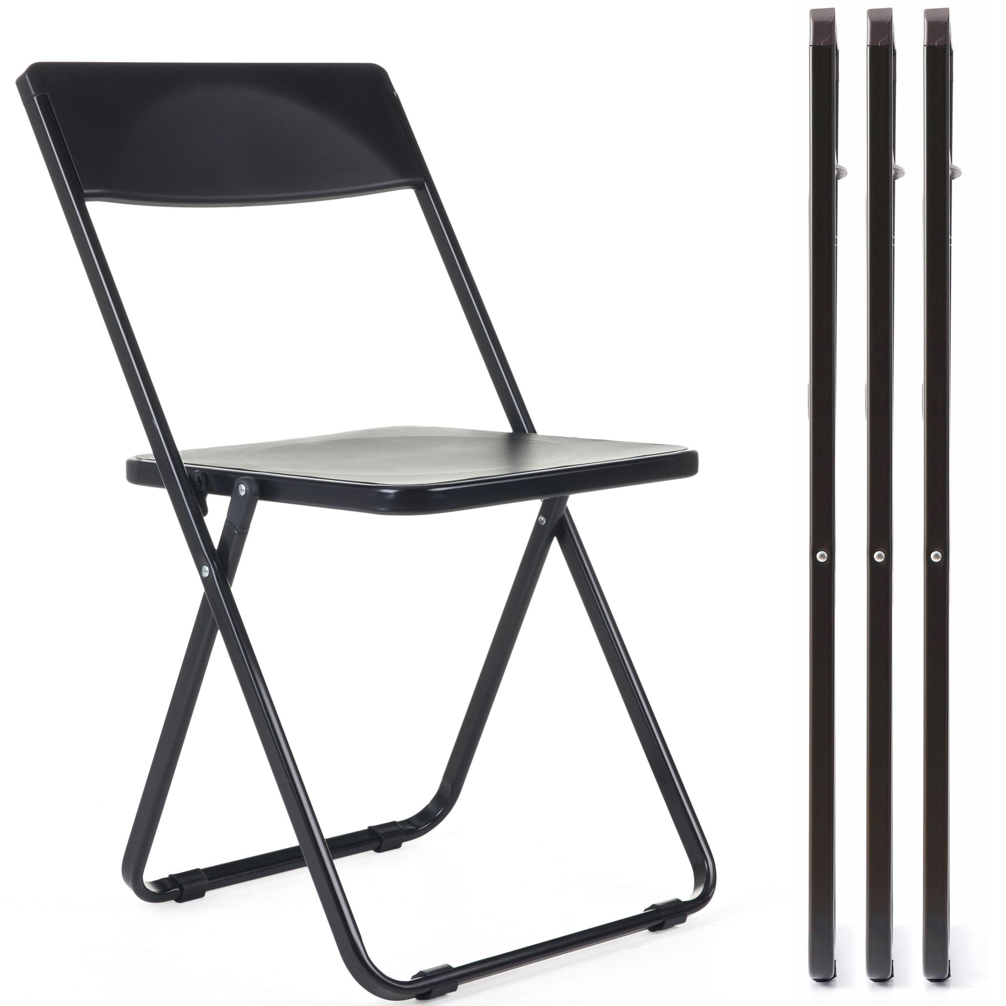 כיסא מתקפל איכותי חזק ויציב שמתקפל דק מאוד מתקפל ל 2.6 סמ בלבד הכסא מתקפל בצבע שחור דגם סלים