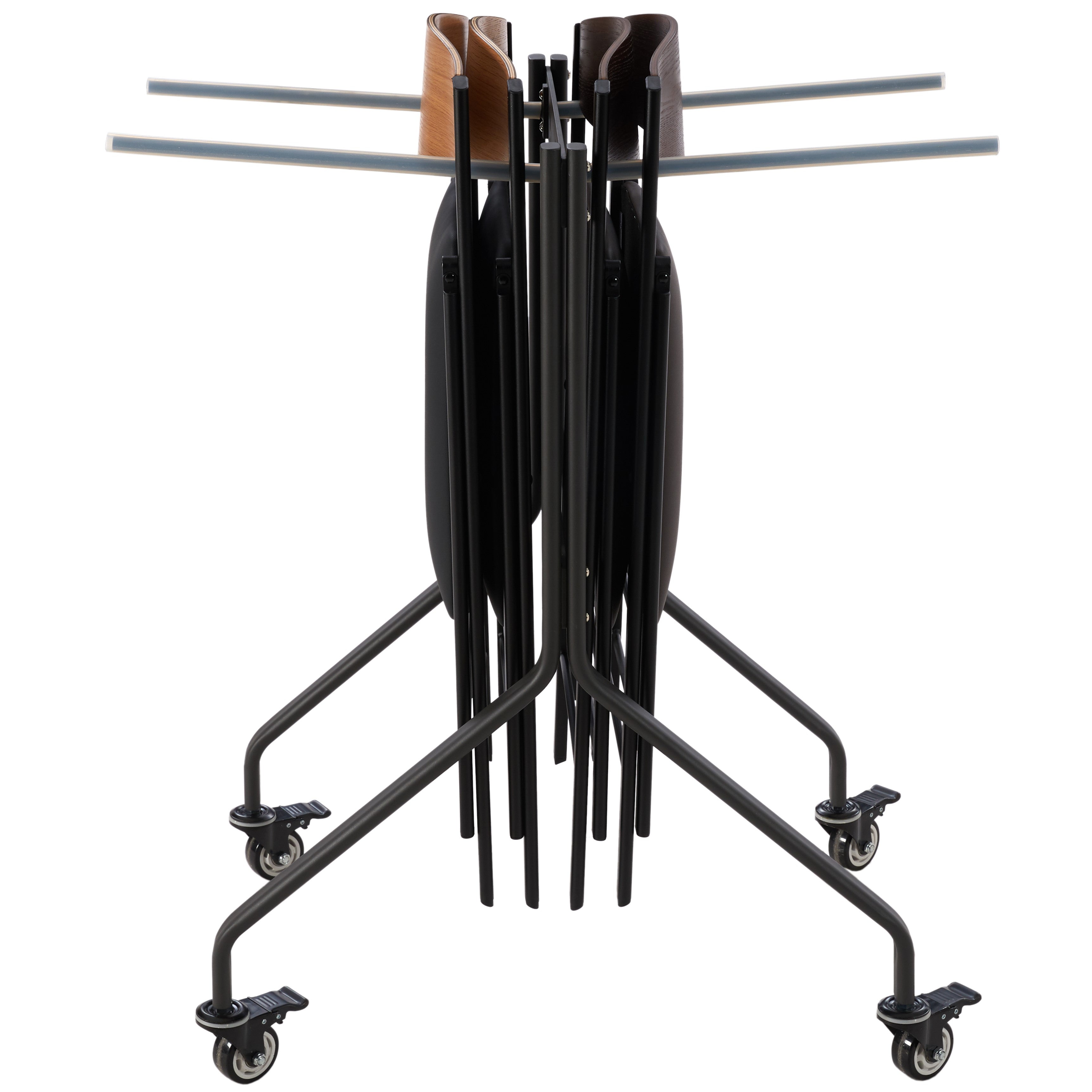 עגלה לאחסנה ושינוע כסאות מתקפלים לשימוש ביתי או משרדי או עסקי קיבולת עד 30 כסאות תלוי דגם