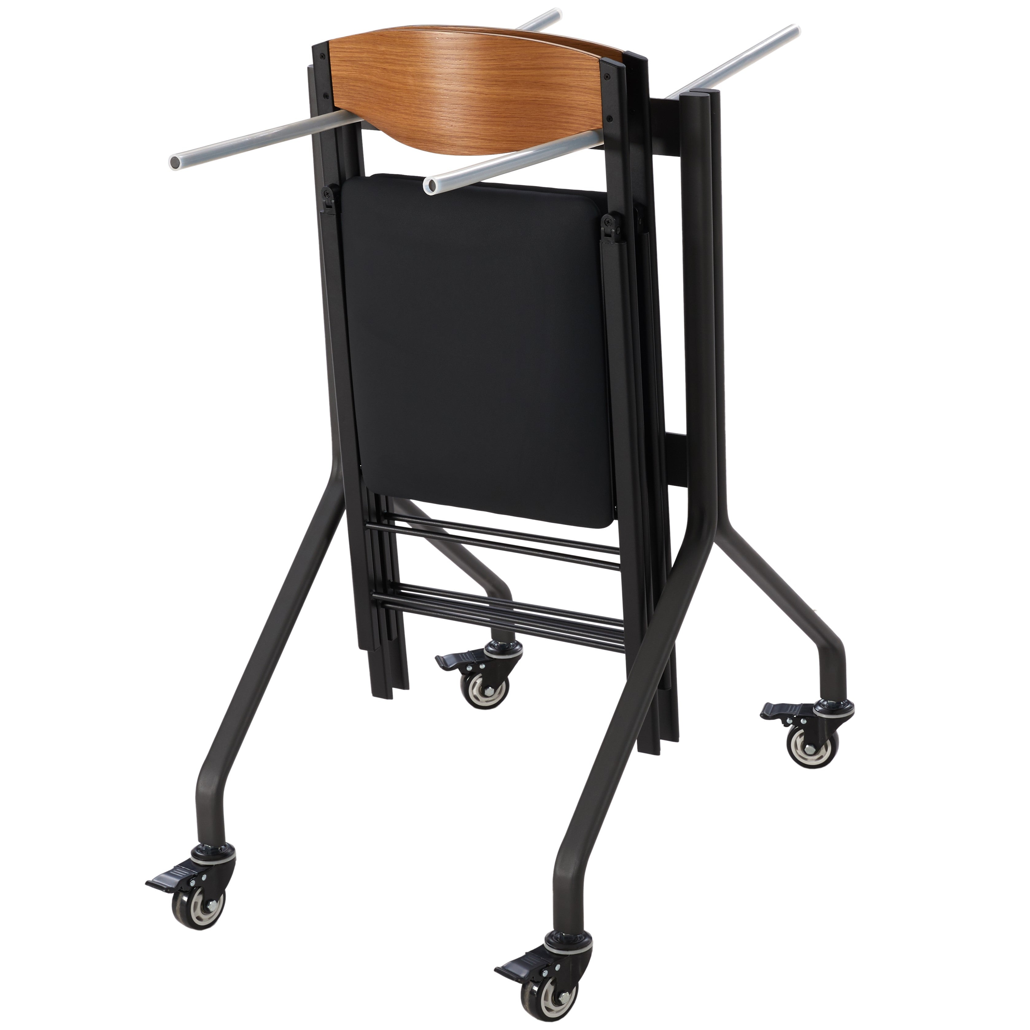 עגלה לאחסנה ושינוע כיסאות מתקפלים לשימוש ביתי או משרדי או עסקי קיבולת עד 30 כיסאות מתקפלים תלוי דגם