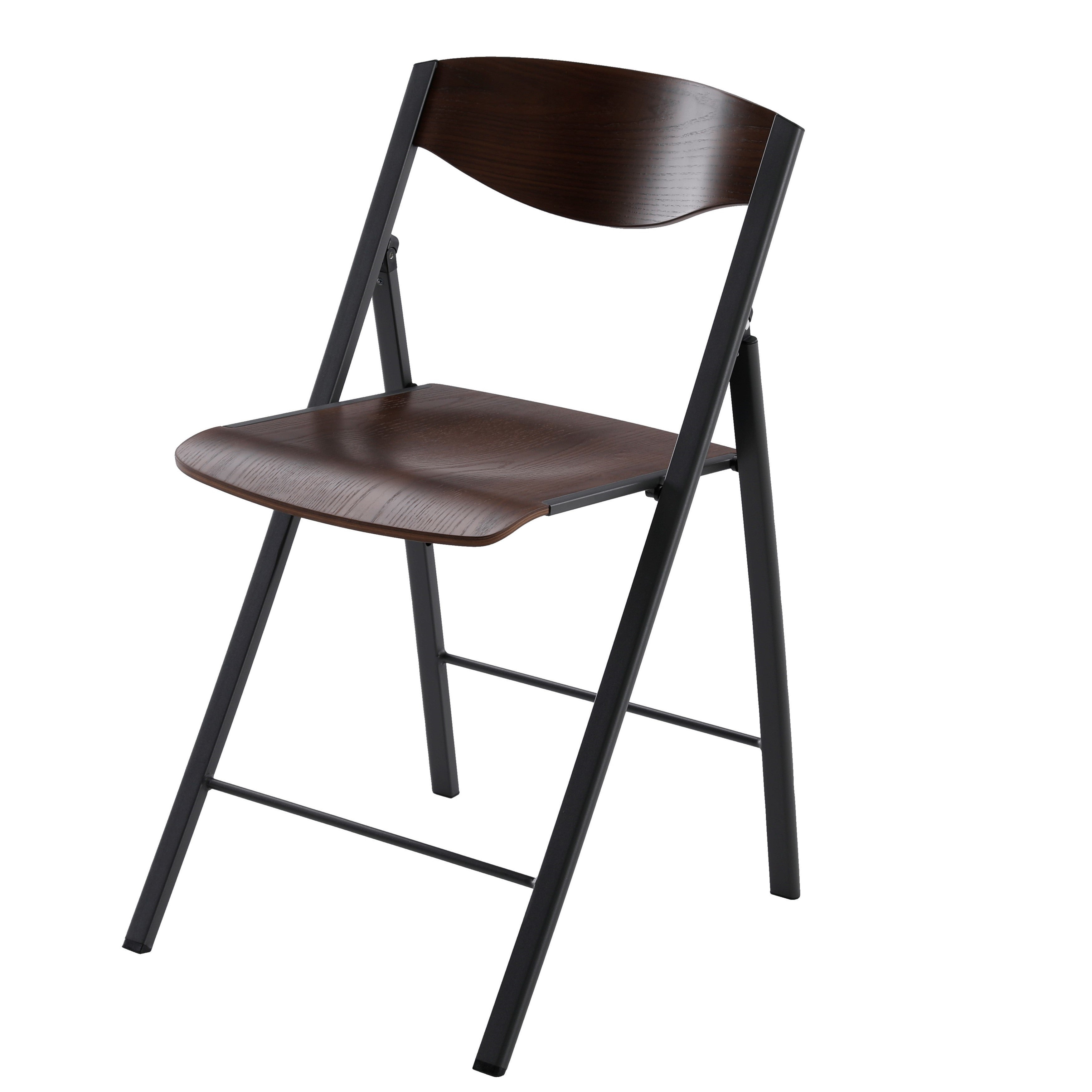כיסא מתקפל עץ משולב ברזל מושב ומשענת גב מעוצב מעץ נוח דגם בוסטון עץ צבע אגוז #צבע_מסגרת שחור - עץ אגוז