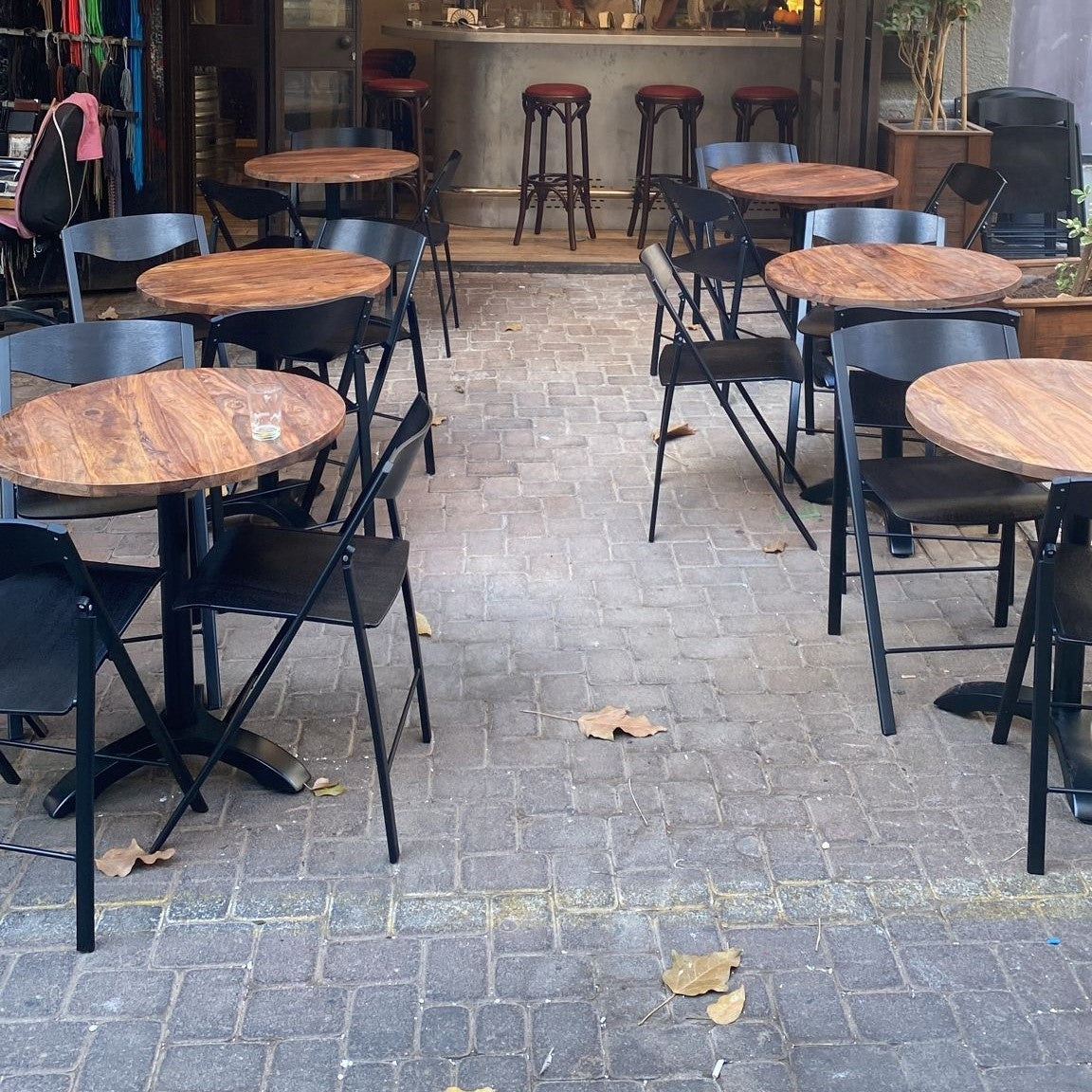 כסאות מתקפלים מעץ וברזל צבע שחור ועץ שחור דגם בוסטון