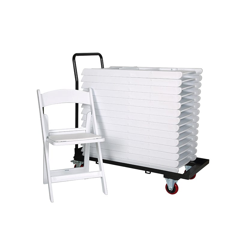 storage and transport cart, black color, for Foldees folding chairs for easy compact storage of folding chairs