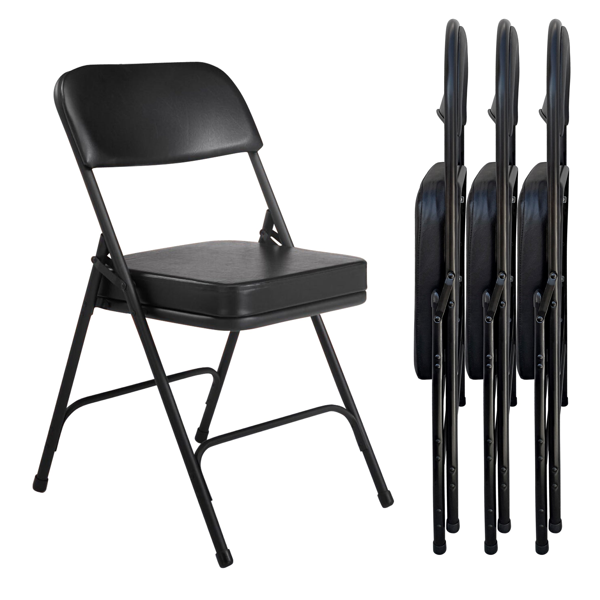 כיסא מתקפל מרופד נוח מאוד חזק יציב מושב וגב מרופד כסא מתקפל צבע שחור דגם היילנד#צבע_שחור