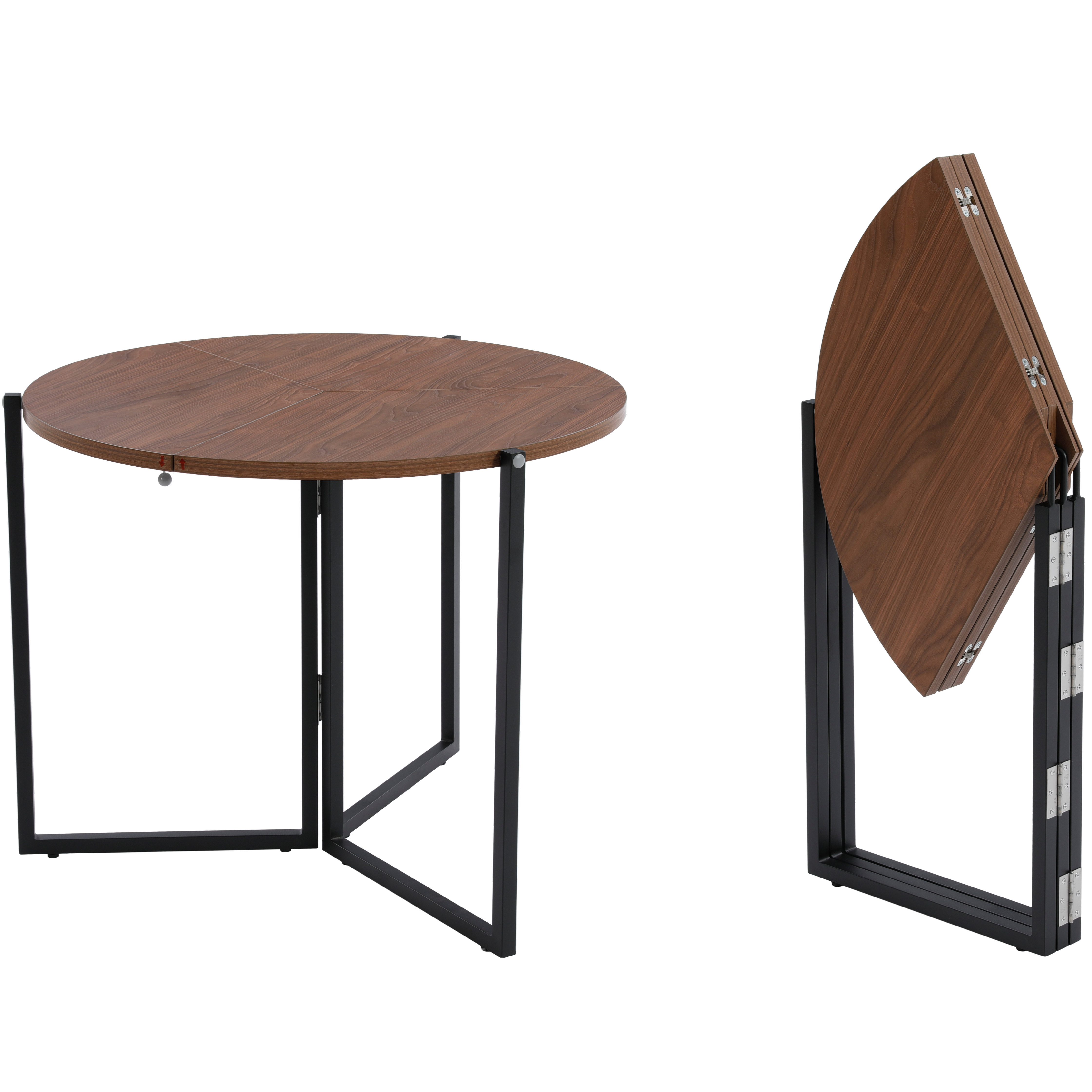 שולחן עגול מתקפל צבע אגוז קוטר 90 דגם רומא