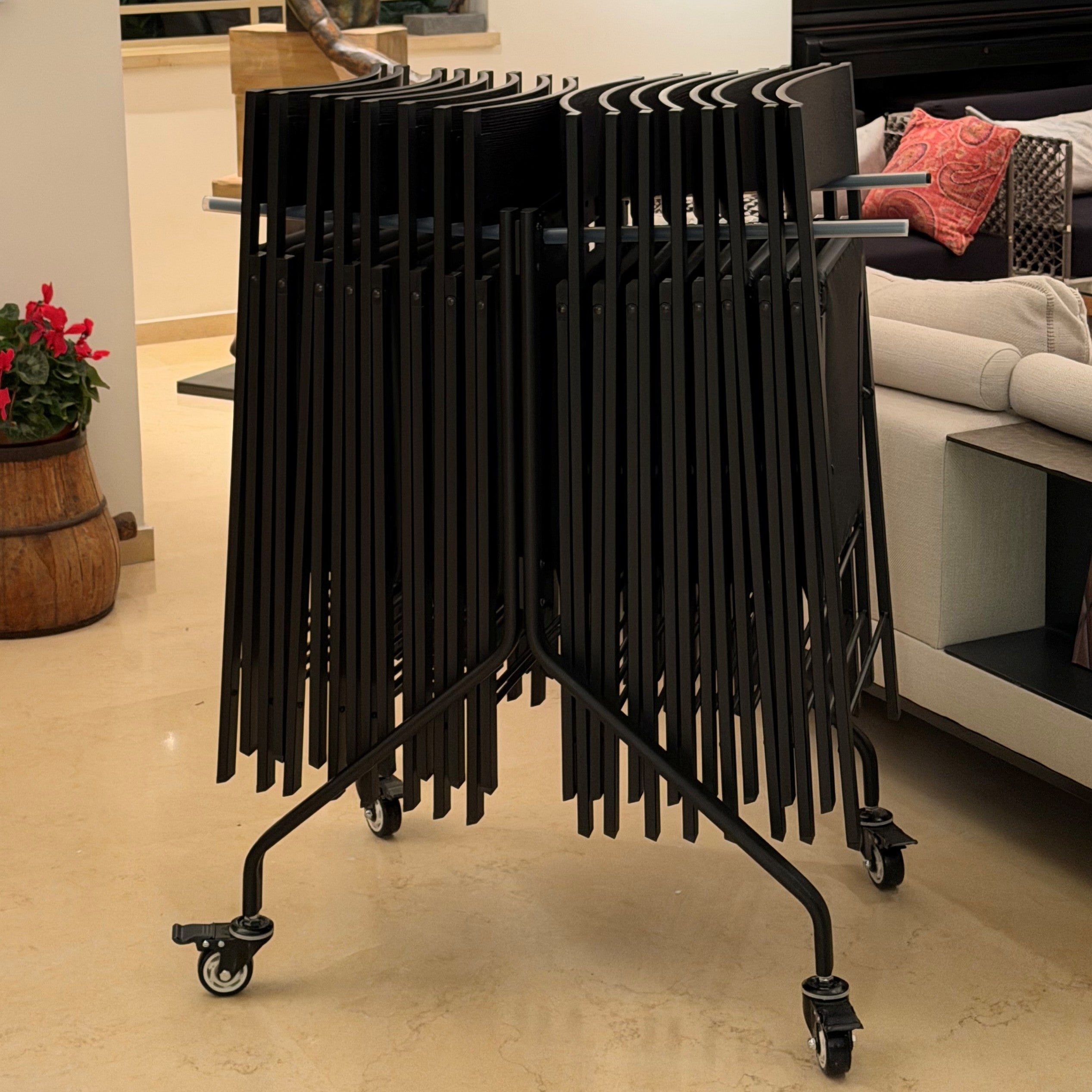 עגלת אחסון ושינוע גדולה משודרגת לכסאות מתקפלים