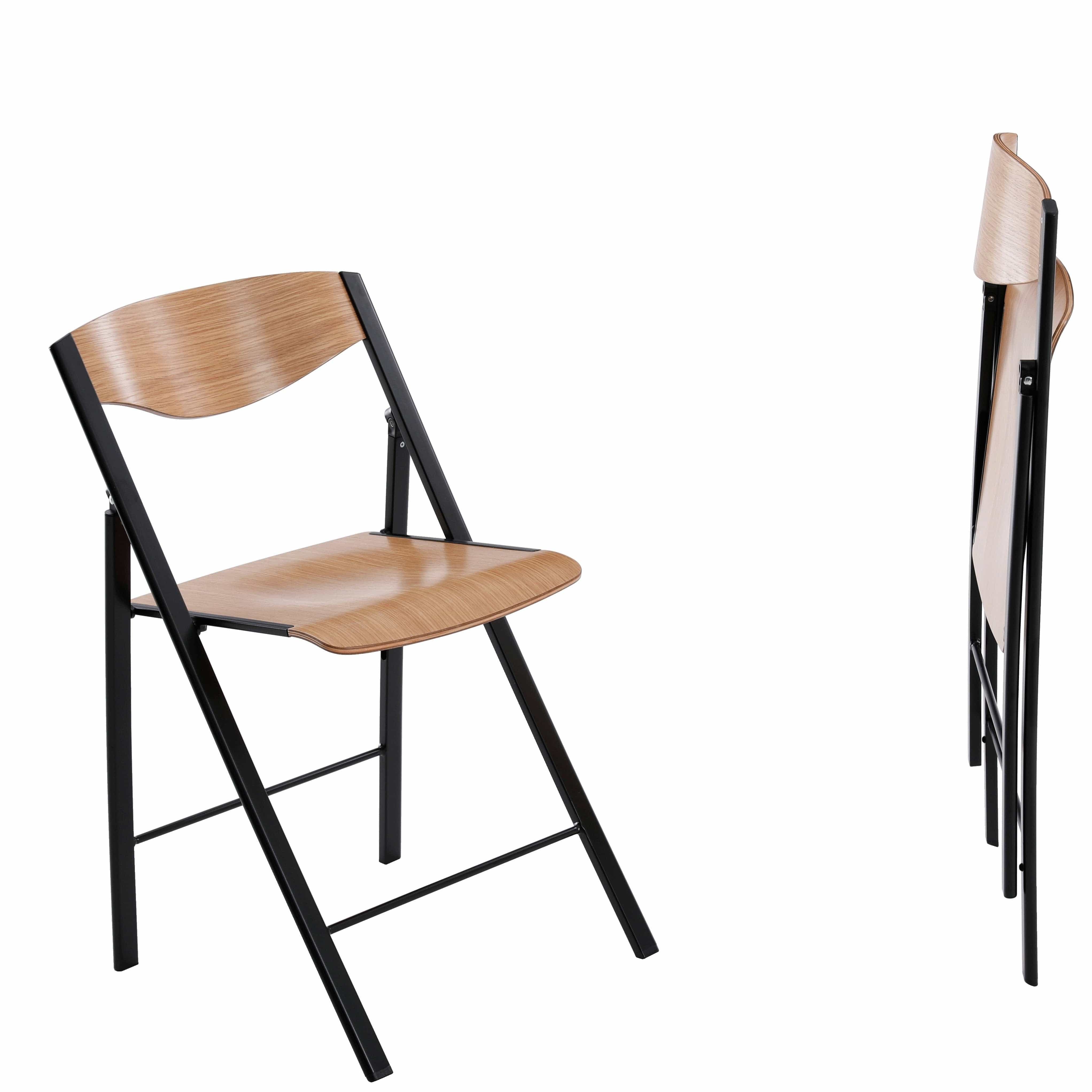 Foldees Boston model designer folding chair, black metal frame, teak color solid wood seat, matching teak wood stylish rounded backrest,  designer folding chair כסא מתקפל מעוצב מסגרת צבע שחור ומושב וגב מעוגל עץ  מלא בגוון טיק