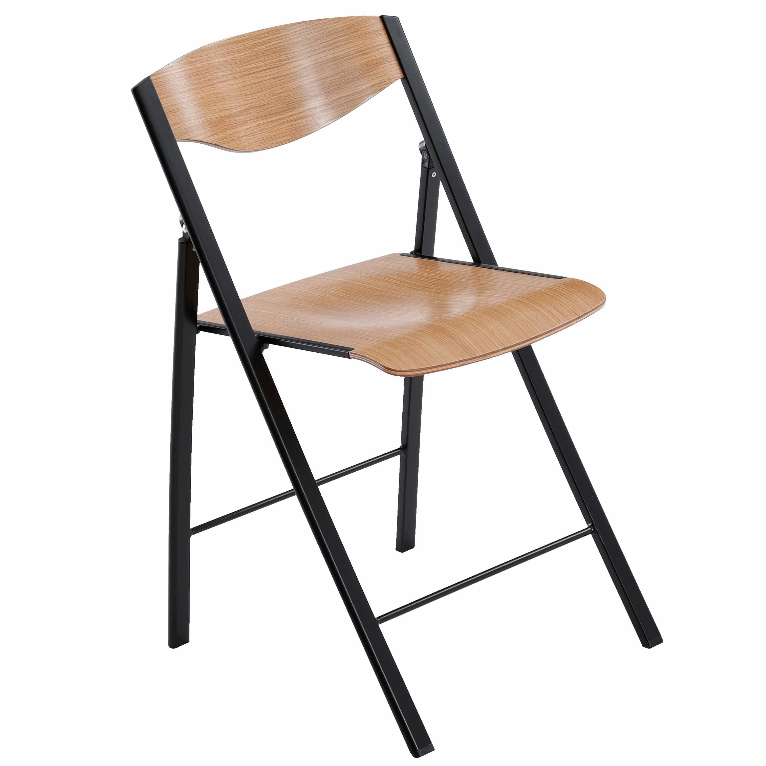Foldees Boston model designer folding chair, black metal frame, teak color solid wood seat, matching teak wood stylish rounded backrest,  designer folding chair כסא מתקפל מעוצב מסגרת צבע שחור ומושב וגב מעוגל עץ  מלא בגוון טיק