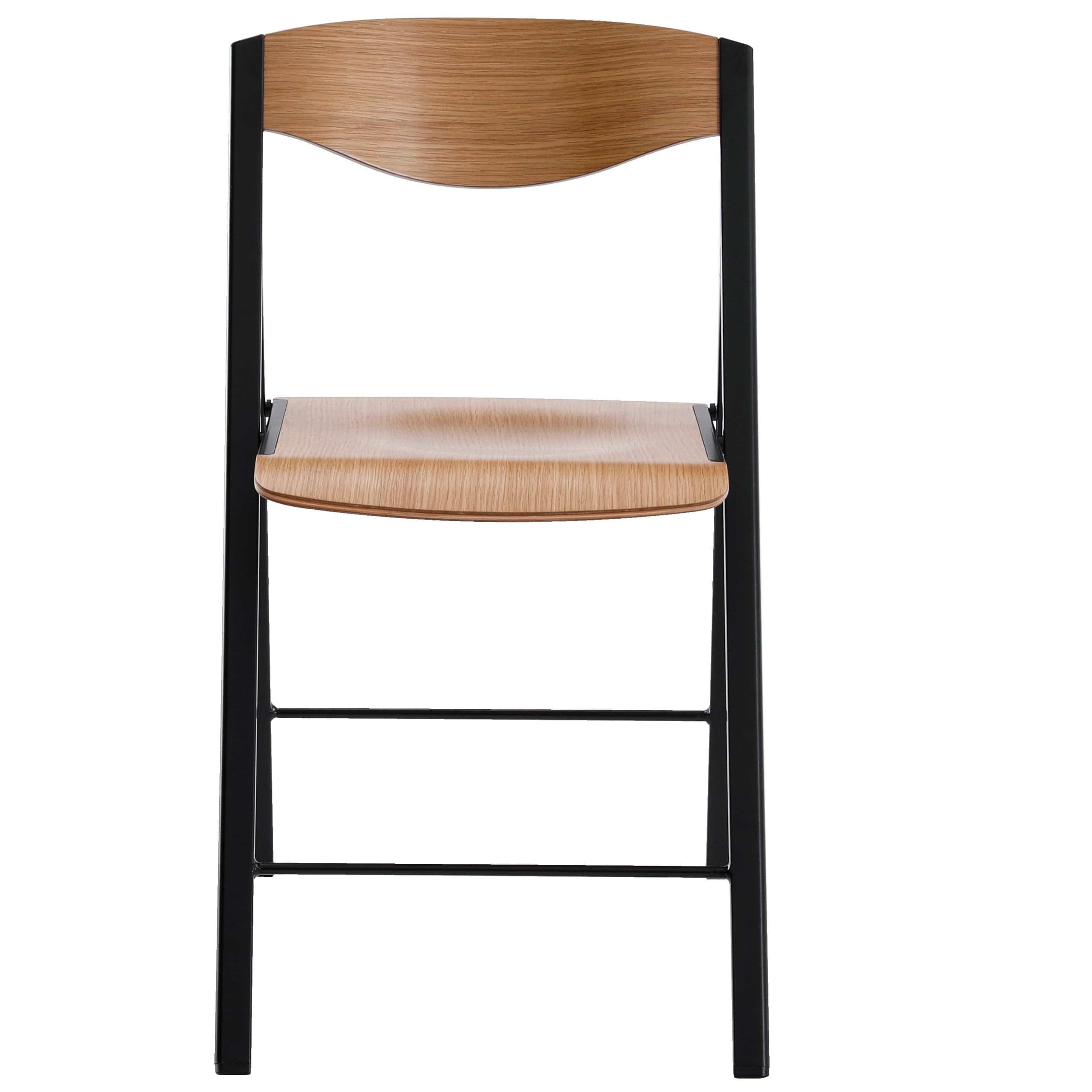 Foldees Boston model designer folding chair, black metal frame, teak color solid wood seat, matching teak wood stylish rounded backrest,  designer folding chair כסא מתקפל מעוצב מסגרת צבע שחור ומושב וגב מעוגל עץ  מלא בגוון טיק