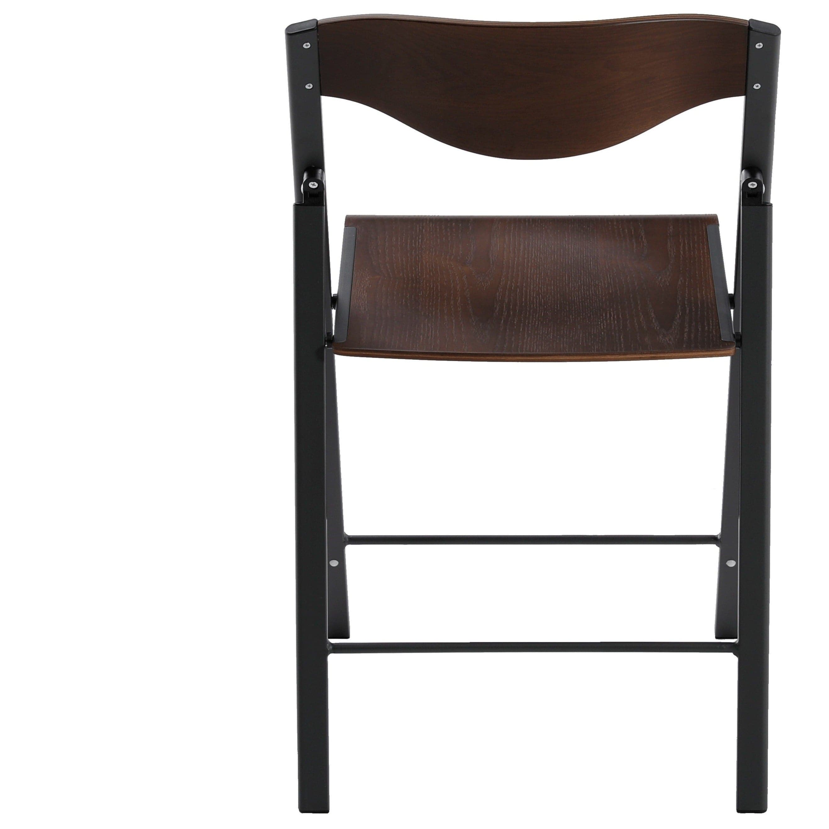 Foldees Boston model designer folding chair, black metal frame, dark teak color solid wood seat, matching dark teak wood stylish rounded backrest,  designer folding chair כסא מתקפל מעוצב מסגרת צבע שחור ומושב עץ מלא וגב עץ מעוגל בגוון טיק כהה