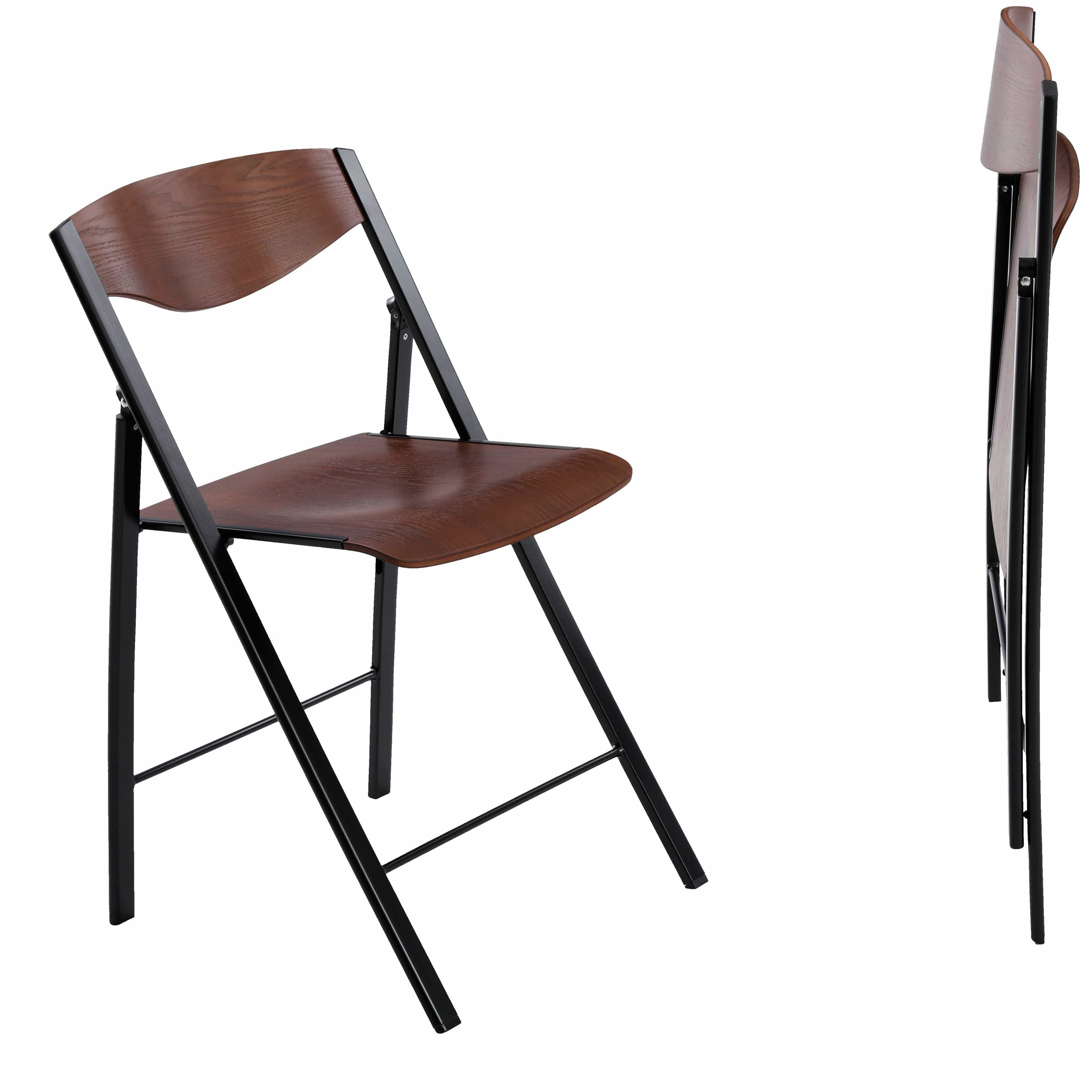 Foldees Boston model designer folding chair, grey metal frame, wallnut color solid wood seat, matching wallnut wood stylish rounded backrest,  designer folding chair כסא מתקפל מעוצב מסגרת צבע אפור ומושב עץ וגב עץ מעוגל בגוון אגוז