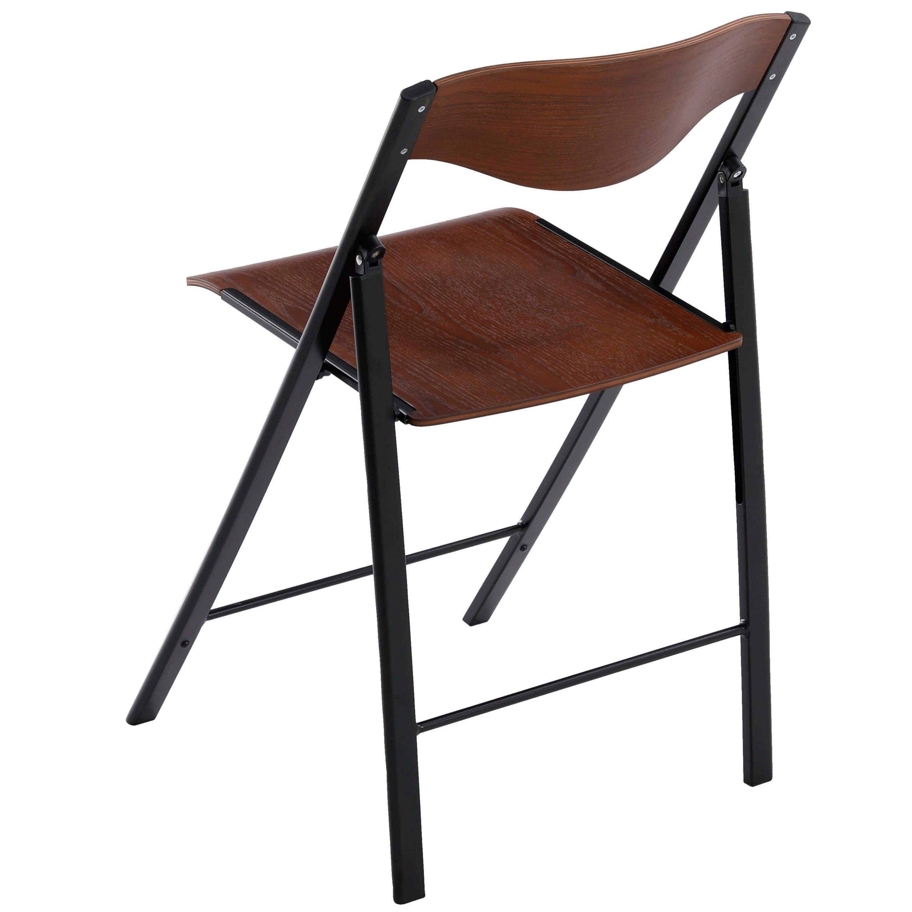 Foldees Boston model designer folding chair, grey metal frame, wallnut color solid wood seat, matching wallnut wood stylish rounded backrest,  designer folding chair כסא מתקפל מעוצב מסגרת צבע אפור ומושב עץ וגב עץ מעוגל בגוון אגוז