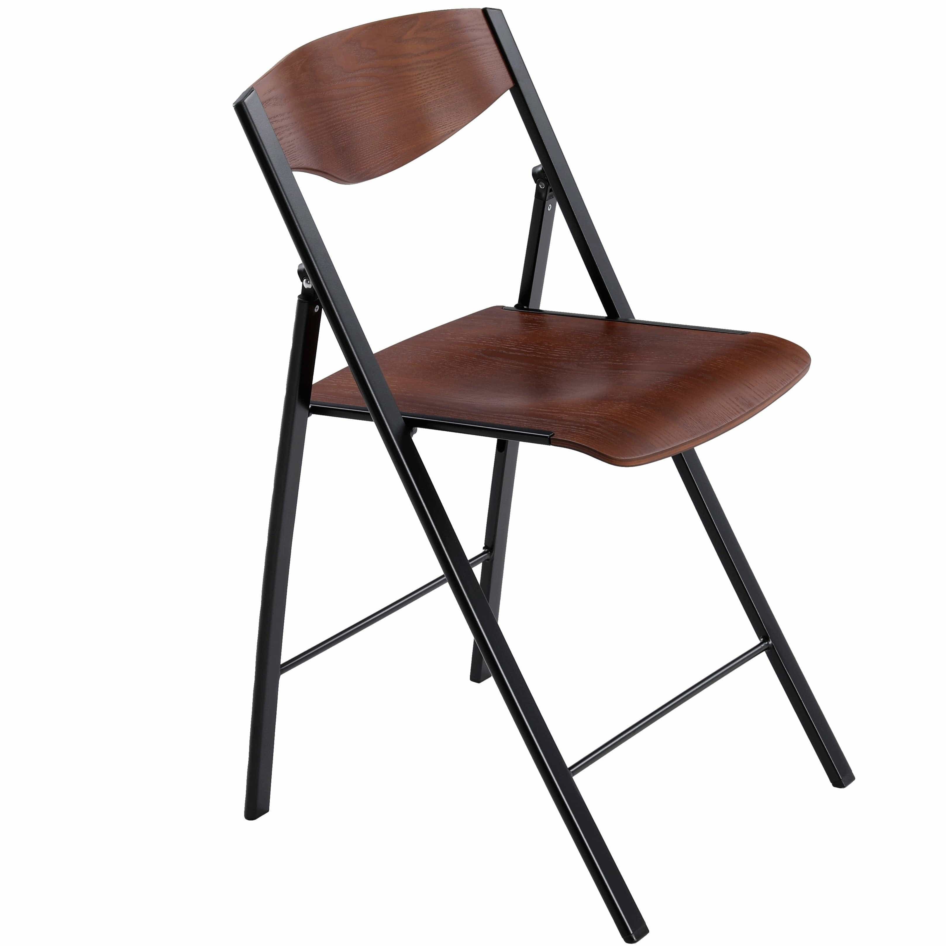 Foldees Boston model designer folding chair, grey metal frame, wallnut color solid wood seat, matching wallnut wood stylish rounded backrest,  designer folding chair כסא מתקפל מעוצב מסגרת צבע אפור ומושב עץ וגב עץ מעוגל בגוון אגוז