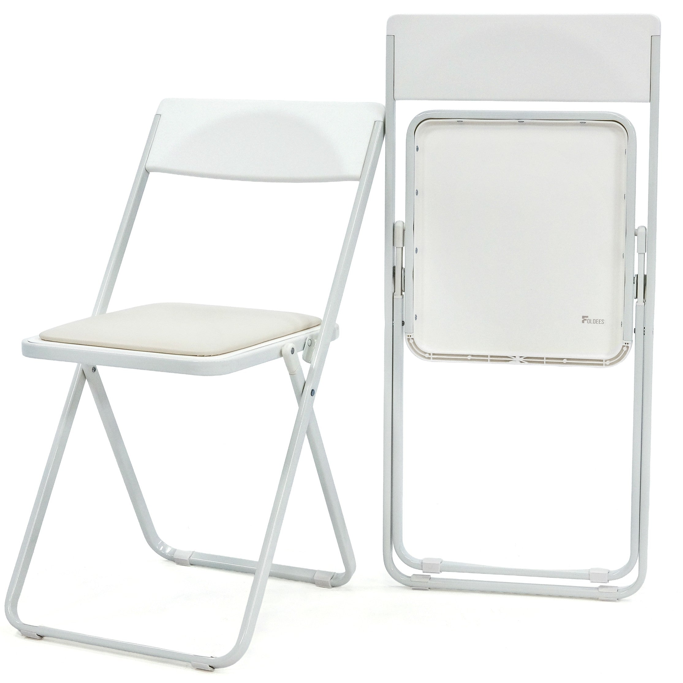 כסא מתקפל מרופד חזק ונוח מאוד מתקפל דק מאוד מתקפל ל 2.6 סמ בלבד לאחסנה הכיסא מרופד #צבע_לבן